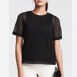 Banana Republic, Perforated Mesh Black Top, size small, NWOT